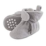 Luvable Friends Baby Cozy Fleece Booties with Non Skid Bottom, Neutral Gray, 18-24 Months